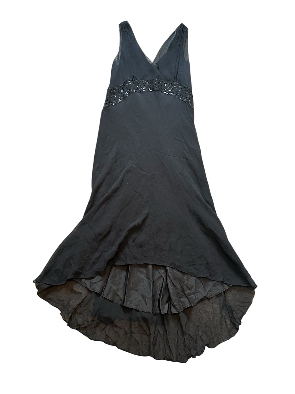 Maggy London Black Babydoll Dress A Line Flowy Sequin Evening Cocktail Party
